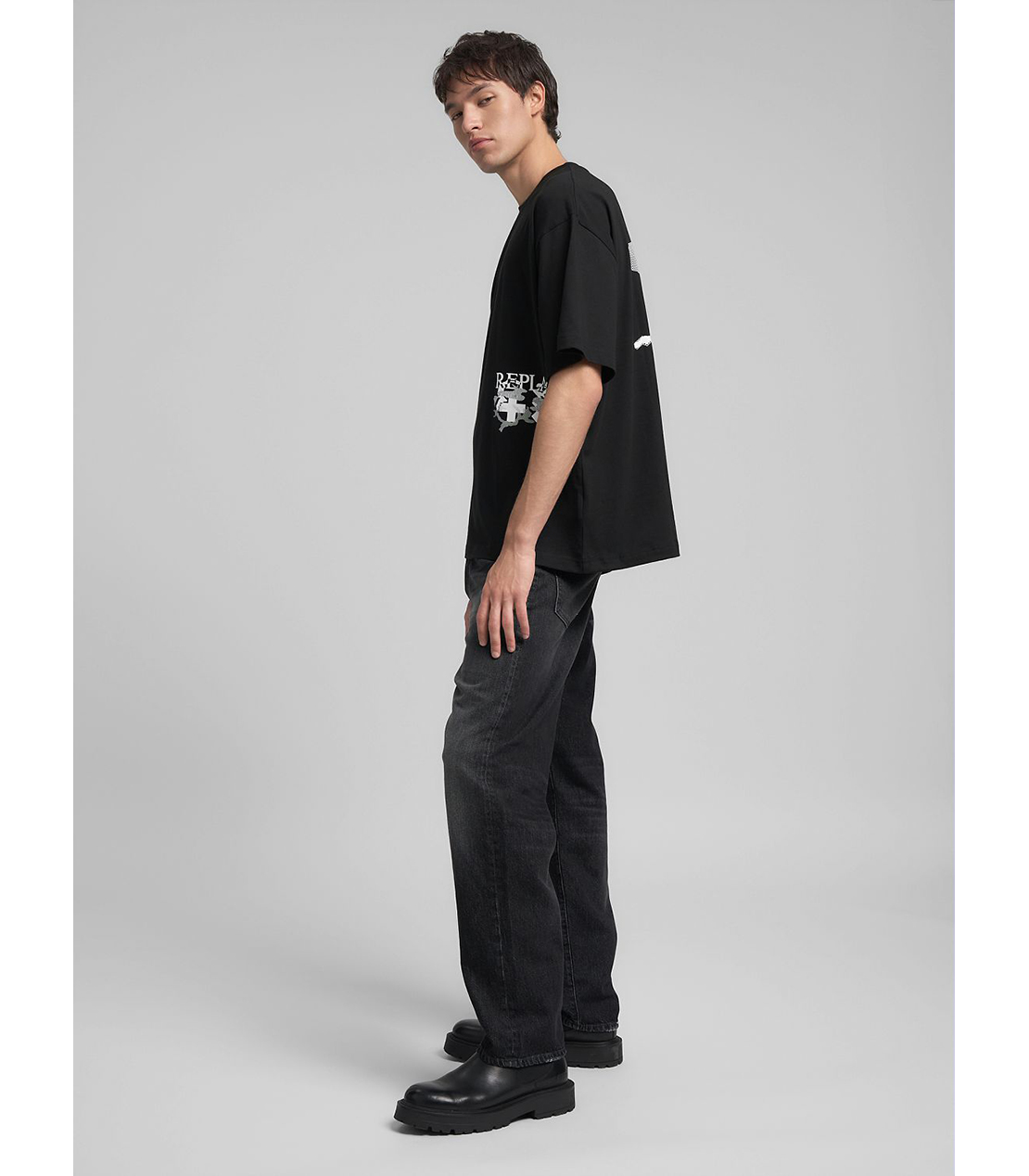 オーバーフィット REPLAY X MARTIN GARRIX ロゴ&グラフィックTシャツ 詳細画像 ブラック 4